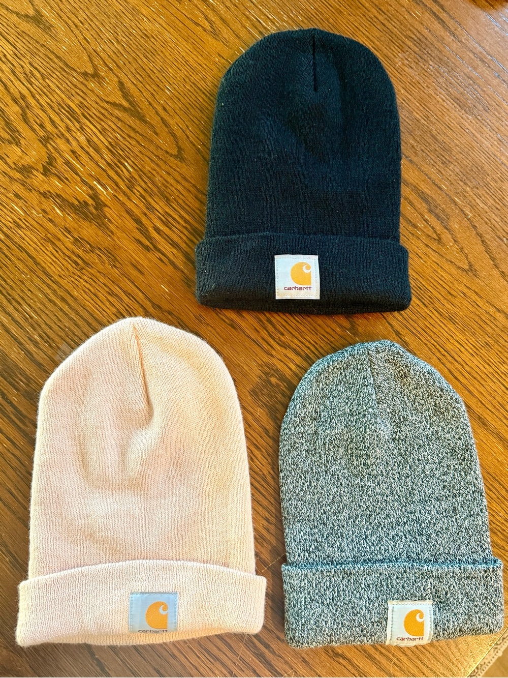 Carhartt Beanie Trio - Black, Light Pink & Heather Gray
